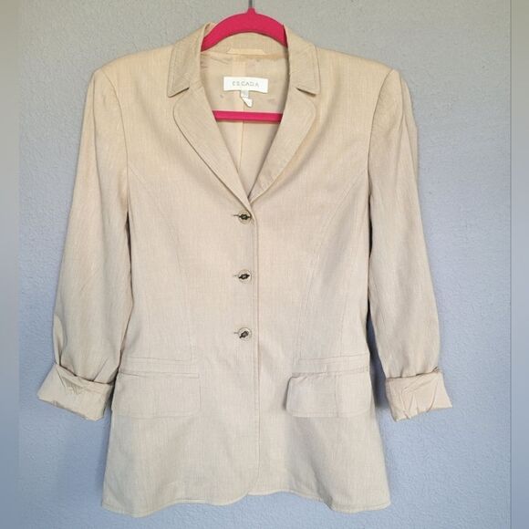 Vintage ESCADA Tan wool/linen blend Size EU 34/ Small - Picture 3 of 16